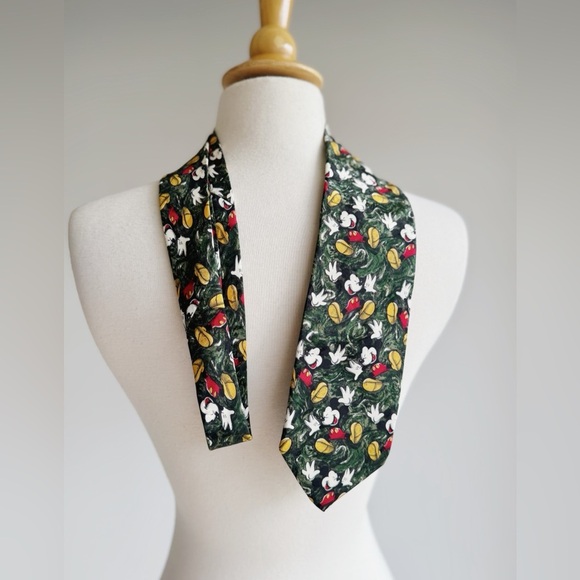 90's VINTAGE Disney Store Silk Mickey Mouse Patterned Tie - Picture 2 of 4